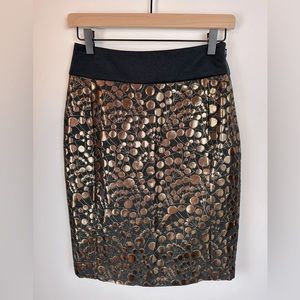 THE LIMITED Black & Metallic Gold Business Career Skirt NWT | Size 0